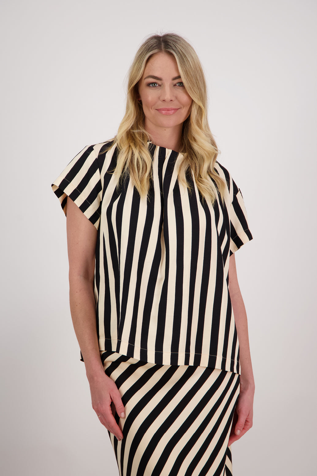 Briarwood Princess Top - Black & Cream Stripe