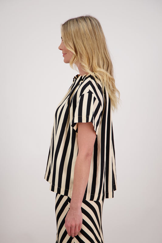 Briarwood Princess Top - Black & Cream Stripe