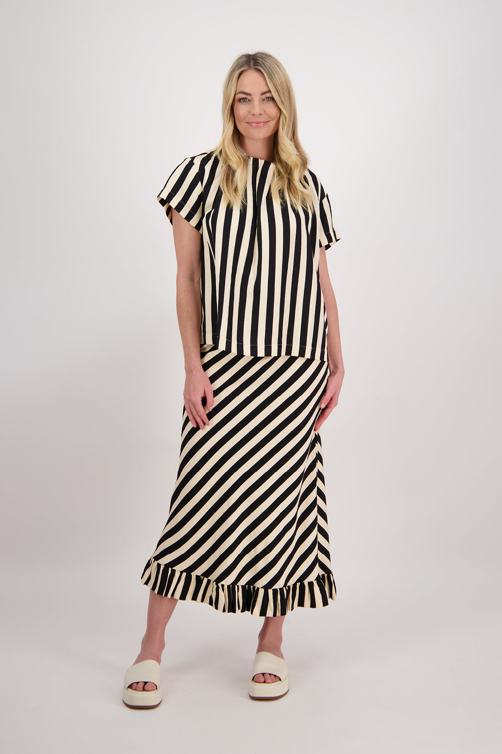 Briarwood Priscilla Skirt - Black & Cream Stripe