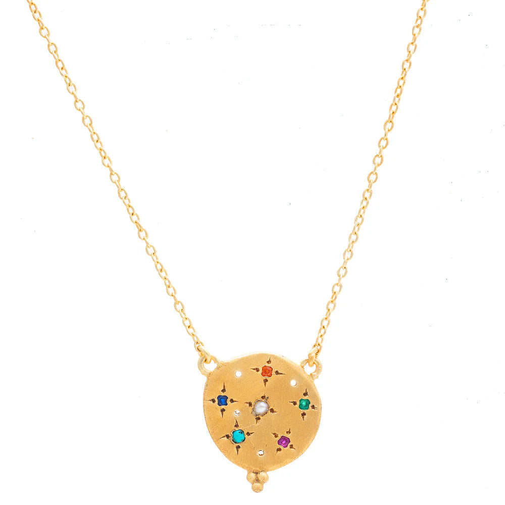 Rubyteva Gold Plate Souk Pendant with Mixed Zircon