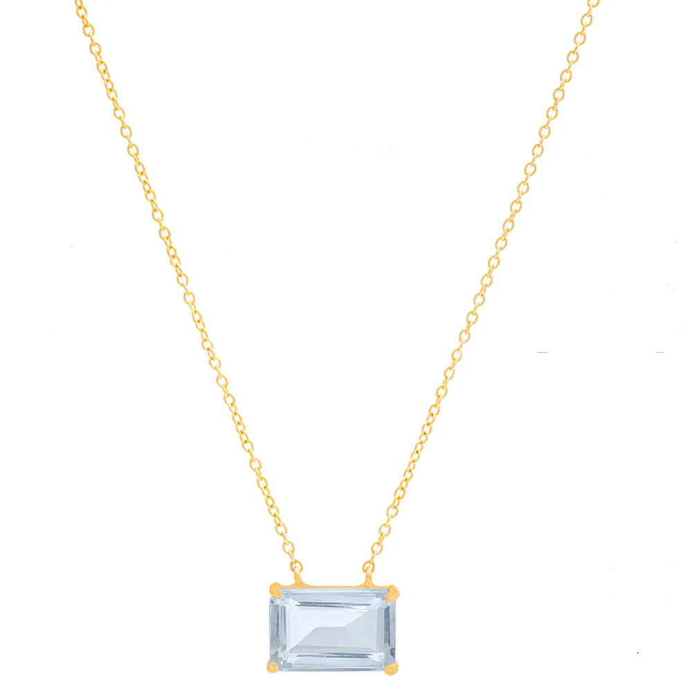 Rubyteva Aquamarine Glass Pendant Chain Necklace