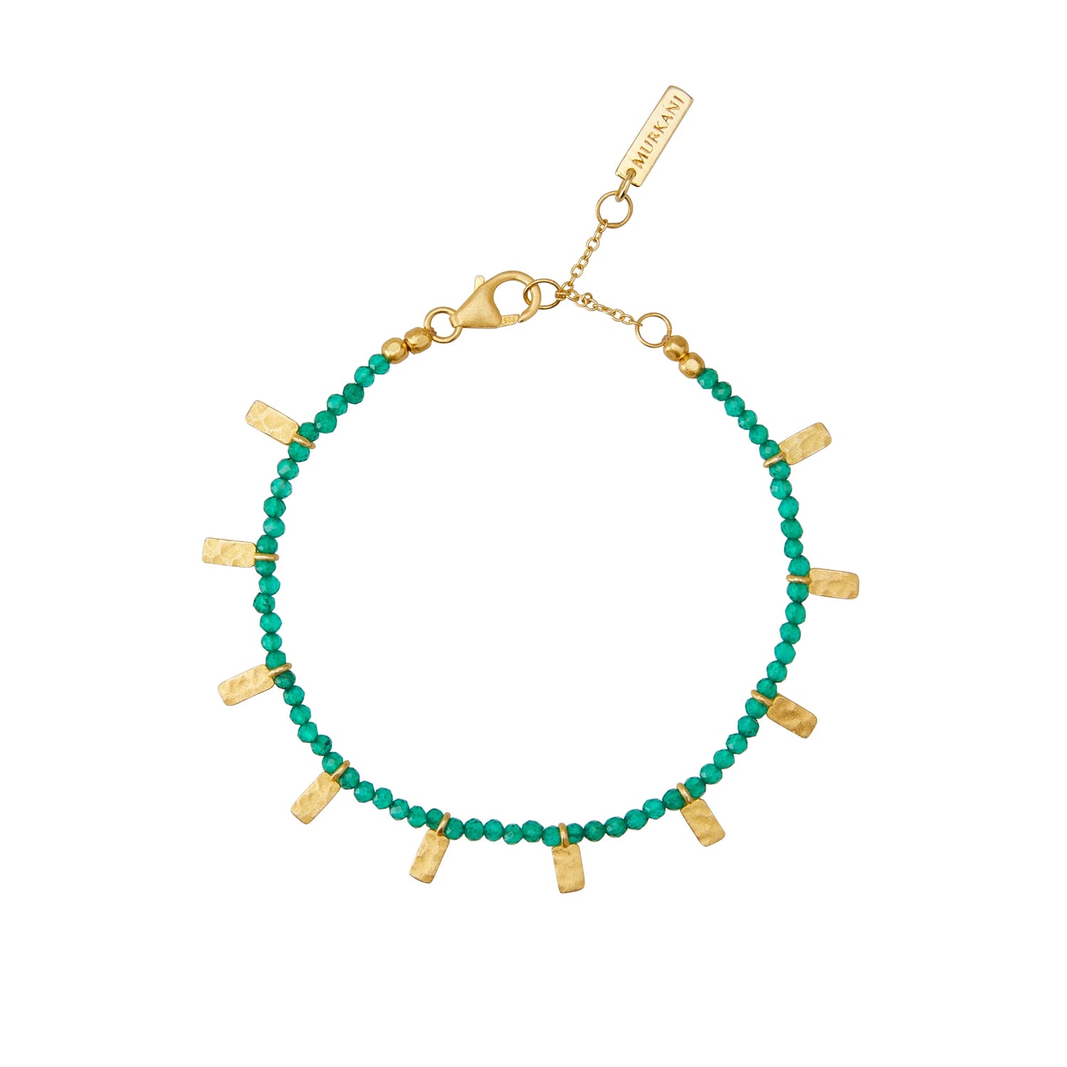 Murkani Wandering Soul Green Onyx Bracelet - 18 KT Gold Plated