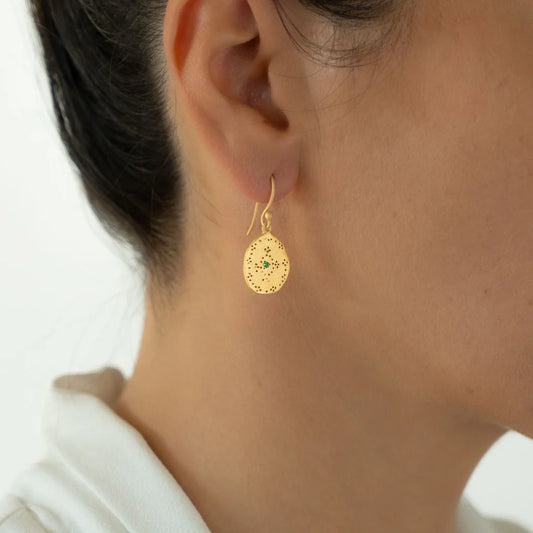 Rubyteva Gold Plate Green Zircon Nubia Earrings