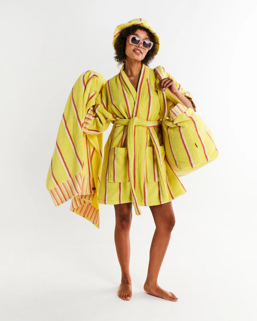 Kip & Co Pina Colada Stripe Terry Mini Bath Robe S/M