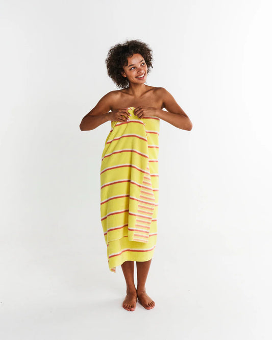 Kip & Co Pina Colada Stripe Terry Bath Sheet / Beach Towel