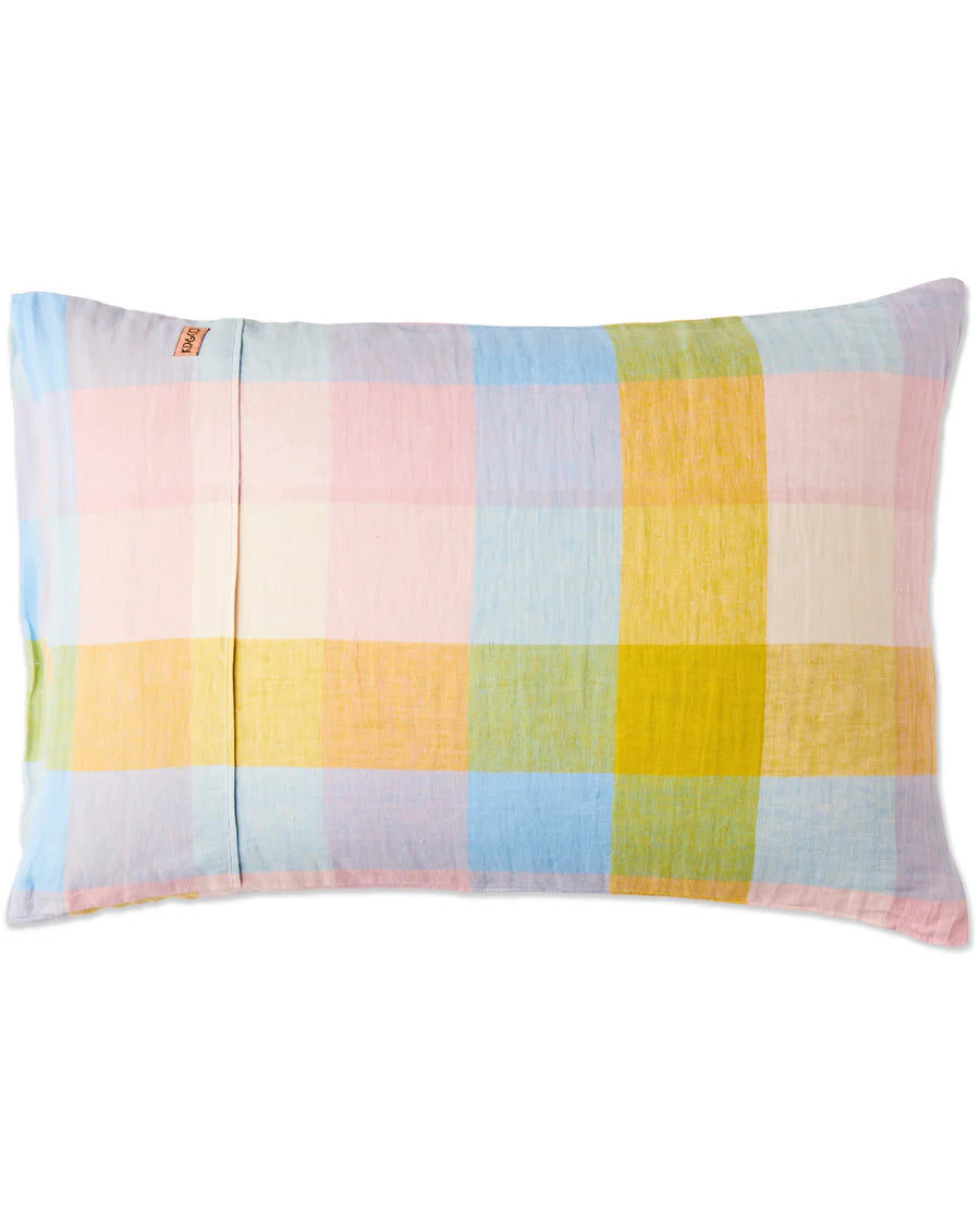 Kip & Co Corfu Tartan Linen Pillowcases - 2p Set