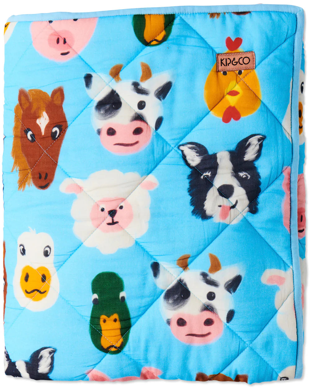 Kip & Co Farm Friends Organic Cotton Quilted Cot Bedspread