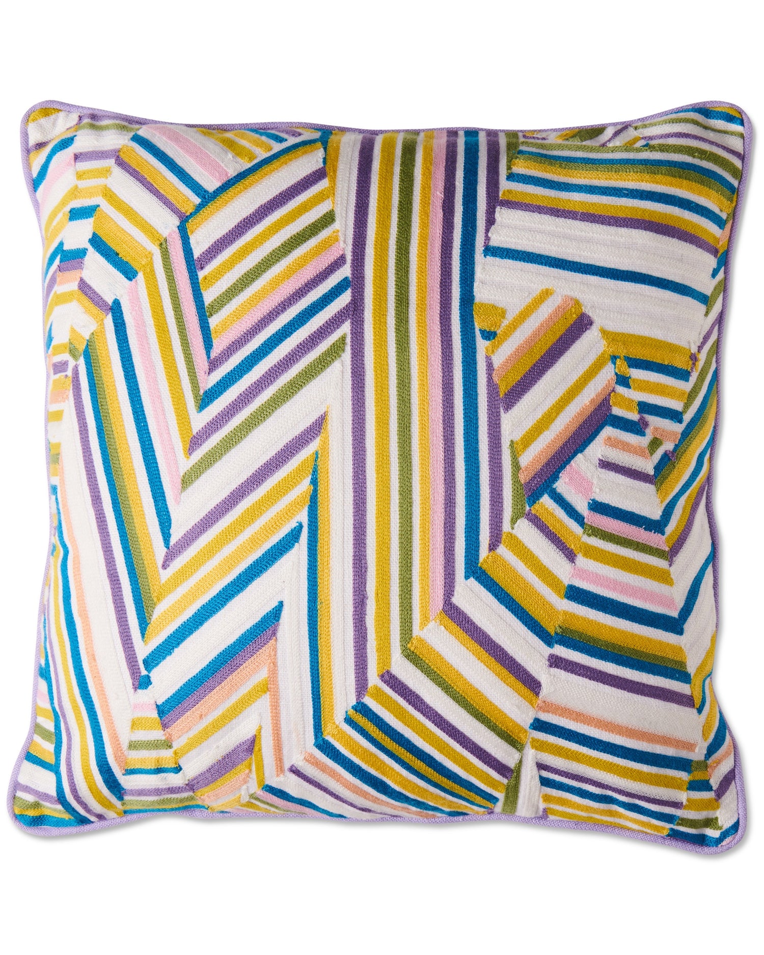 Kip & Co Stripes of Paros Embroidery Cushion