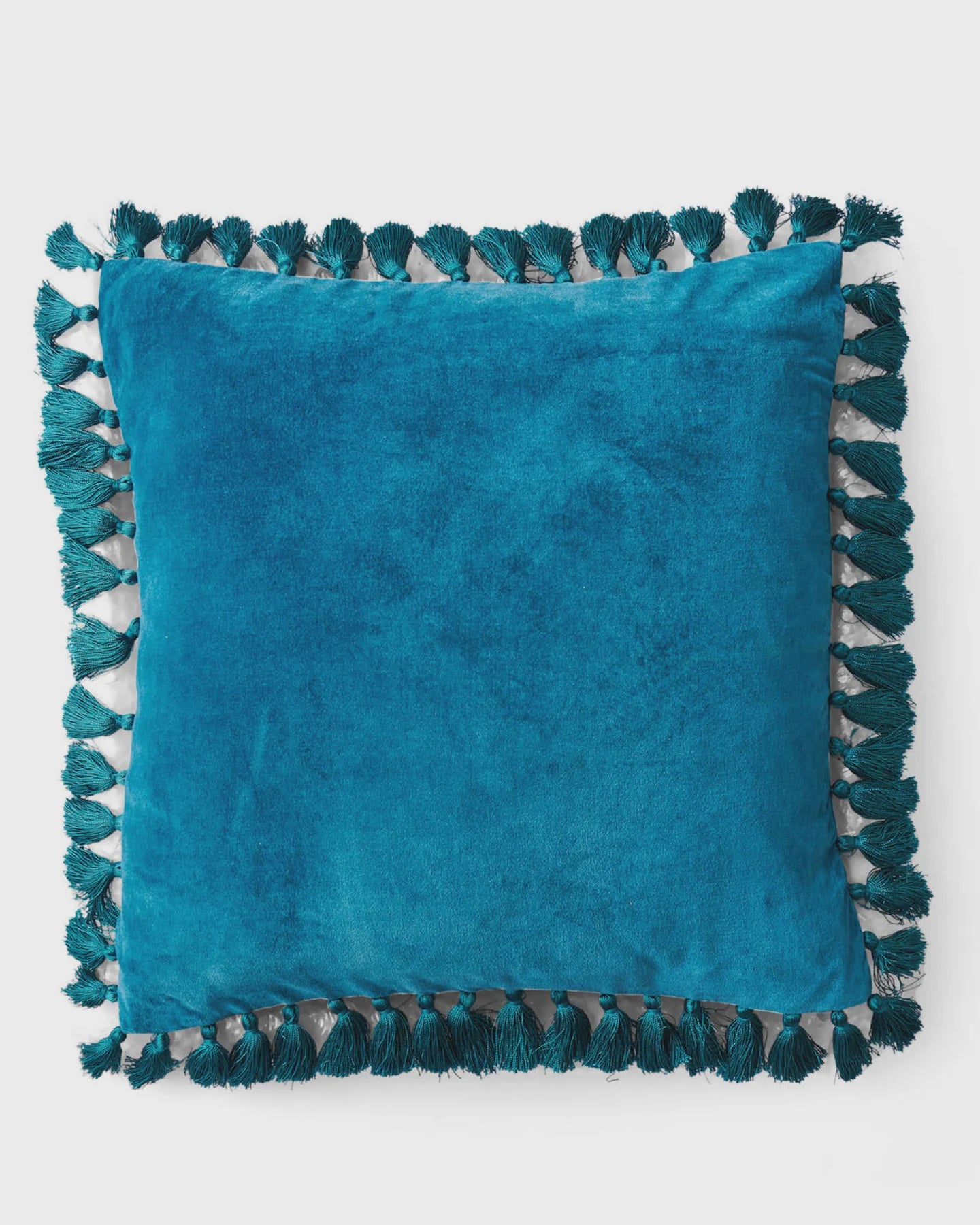 Kip & Co Lagoon Teal Velvet Tassel Cushion